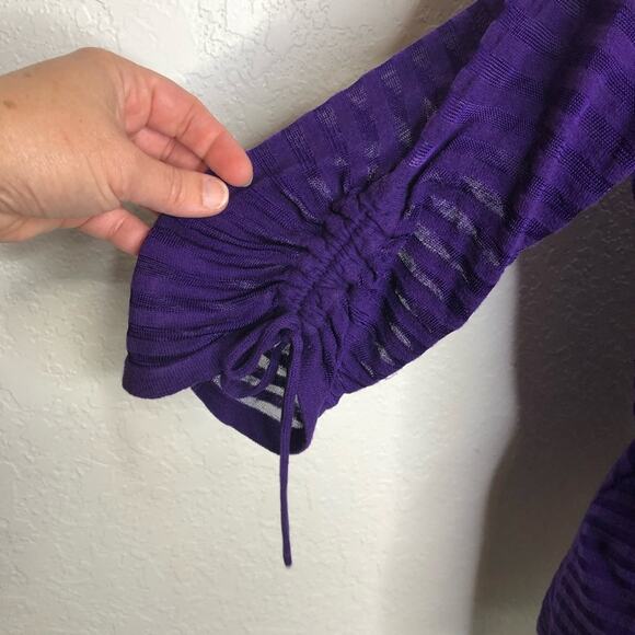 Cache purple striped tie sleeve open front cardigan size Medium - Picture 6 of 16